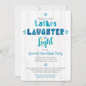 Invitation Hanoukka Party Latke rire léger Rustique moderne (Devant)