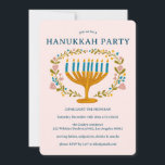 Invitation HANOUKKA PARTY Menorah couronne florale CUSTOM<br><div class="desc">Des flûtes dessinées à la main par moi pour vous. Ajoutez votre propre texte à l'avant de la carte ou modifiez les couleurs arrière - plans. Tout est personnalisable. Aussi disponible en téléchargement numérique ou en invitation de carte postale. Pour plus de designs et de couleurs, consultez ma boutique !...</div>
