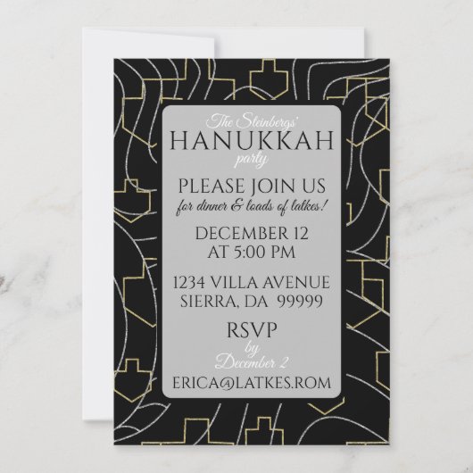 Invitation Hanoukka Silver Gold Design (Devant)