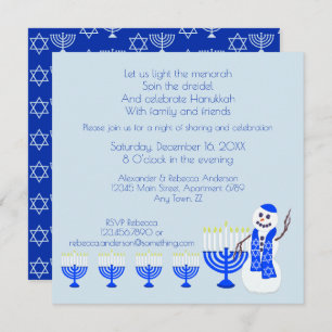 Invitation Hanoukka Snowman Amusants Famille Et Amis Vacances