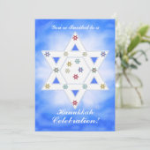 Invitation Hanoukka Star et Snowflakes Celebration Blue (Debout devant)