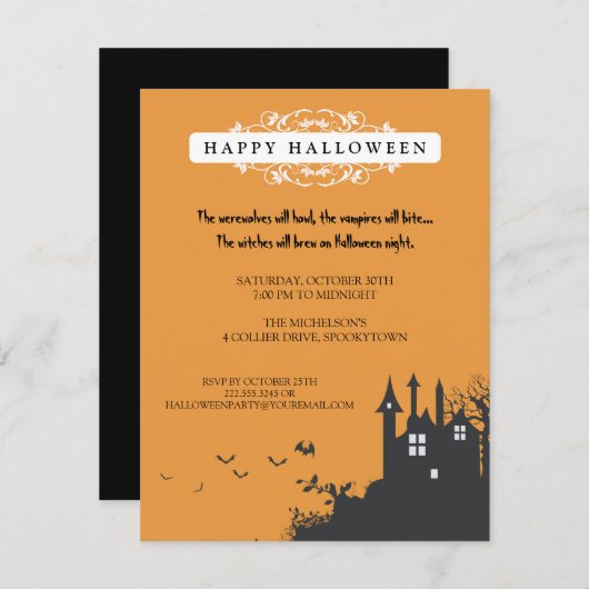 Invitation hantée de partie de Halloween de (Devant / Derrière)