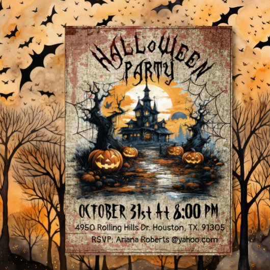Invitation Hantée effrayante MaisonHalloween Parti
