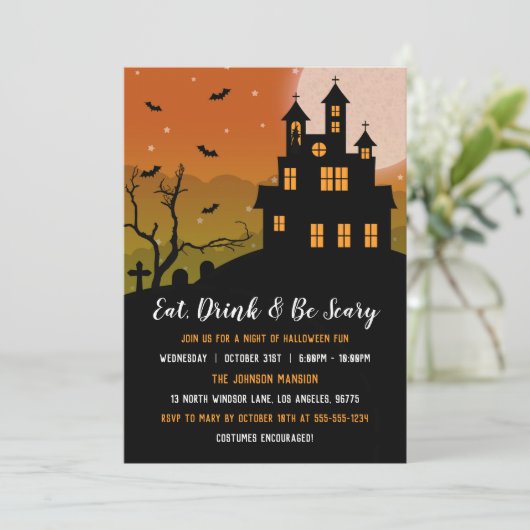 Invitation Hantée Mansion Mangez Boire Et Soyez Effrayant Hal (Debout devant)