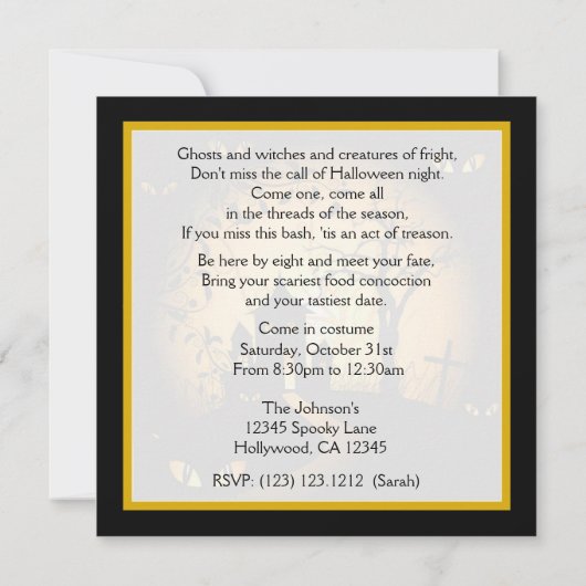 Invitation hantée par yeux éffrayants de Chambre (Dos)