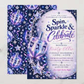 Invitation Hanukka Spin Étincelle (Devant / Derrière)