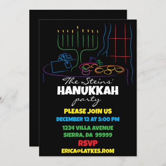 Invitation Hanukkah Feastable of Light (Devant / Derrière)