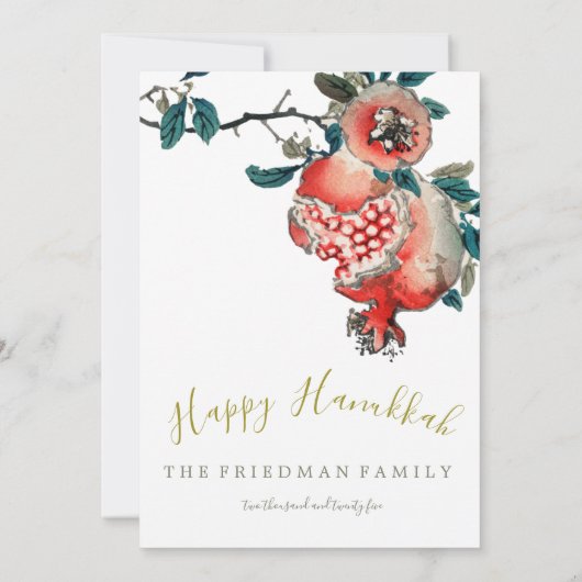 Invitation Hanukkah Festival de Lumière Élégant Or Grenade (Dos)