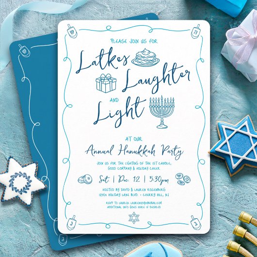 Invitation Hanukkah Friture de rire Lumière Dessinée à la mai