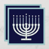 Invitation Hanukkah Menorah with Candles à Polka Dot (Devant / Derrière)