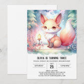Invitation Happable Printable Fox Anniversaire numérique (Devant / Derrière)