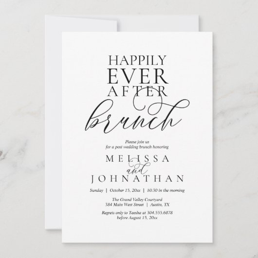 Invitation Happily Ever After Brunch, Modern Classy Wedding (Devant)