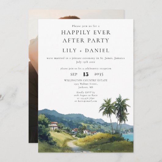 Invitation Happily Ever After Caribbean Photo Wedding (Devant / Derrière)