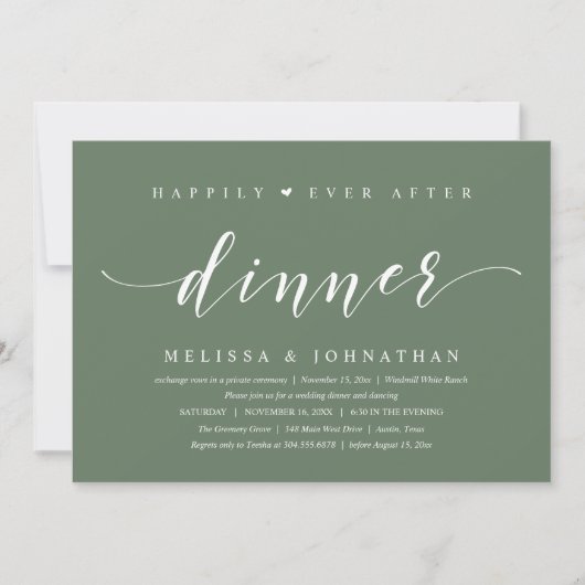 Invitation Happily Ever After Dinner, Modern Minimalist (Devant)
