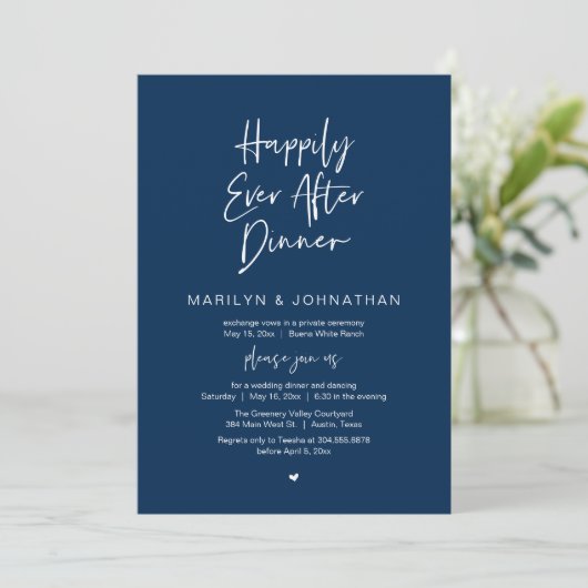 Invitation Happily Ever After Dinner Modern Wedding Reception (Debout devant)