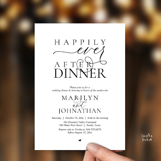 Invitation Happily Ever After Dinner Modern Wedding Reception