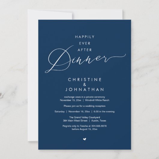 Invitation Happily Ever After Dinner Modern Wedding Reception (Devant)