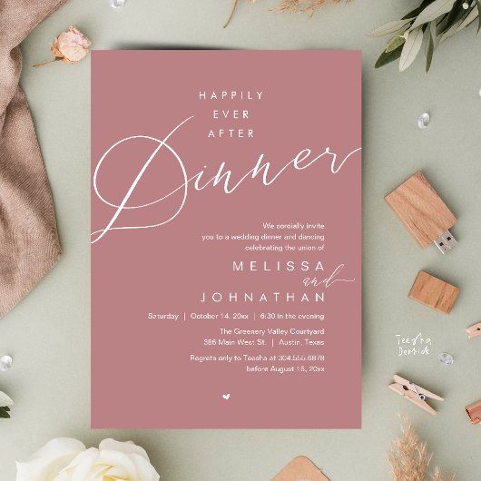 Invitation Happily Ever After Dinner Romantic Wedding Party