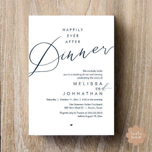 Invitation Happily Ever After Dinner Romantic Wedding Party