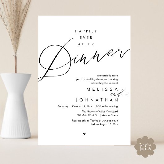 Invitation Happily Ever After Dinner Romantic Wedding Party