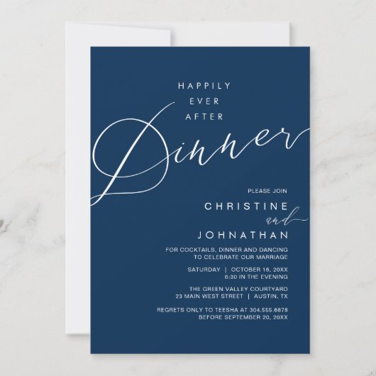 Invitation Happily Ever After Dinner Wedding Reception Dinner (Devant)