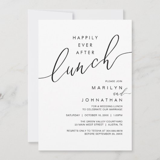 Invitation Happily Ever After Dinner Wedding Reception Dinner (Devant)