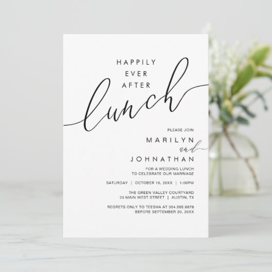 Invitation Happily Ever After Dinner Wedding Reception Dinner (Debout devant)