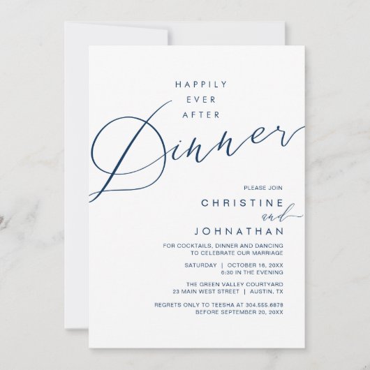 Invitation Happily Ever After Dinner Wedding Reception Dinner (Devant)