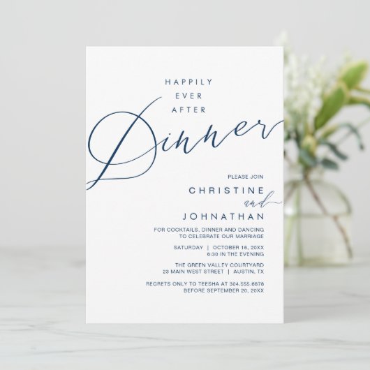 Invitation Happily Ever After Dinner Wedding Reception Dinner (Debout devant)