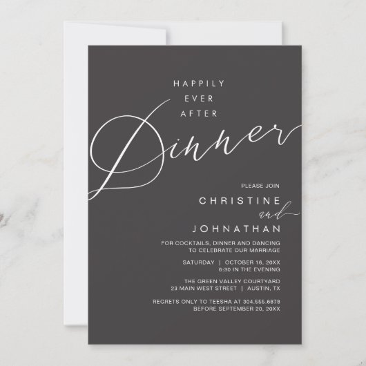 Invitation Happily Ever After Dinner Wedding Reception Dinner (Devant)