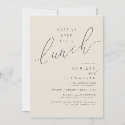 Invitation Happily Ever After Dinner Wedding Reception Dinner (Devant)