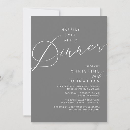 Invitation Happily Ever After Dinner Wedding Reception Dinner (Devant)