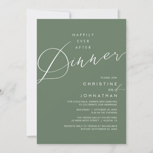 Invitation Happily Ever After Dinner Wedding Reception Dinner (Devant)