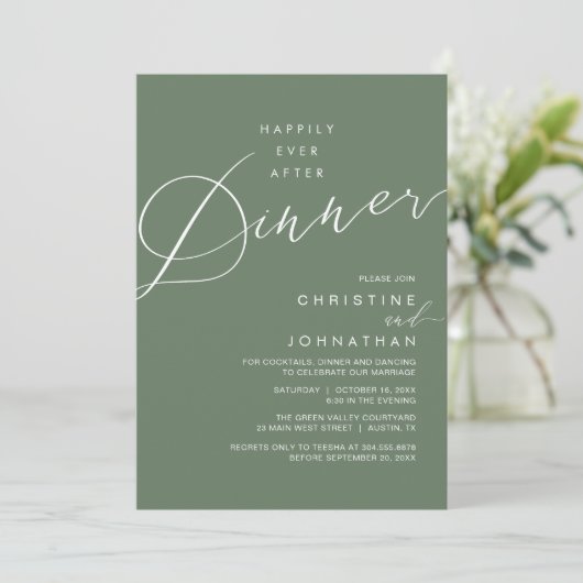 Invitation Happily Ever After Dinner Wedding Reception Dinner (Debout devant)