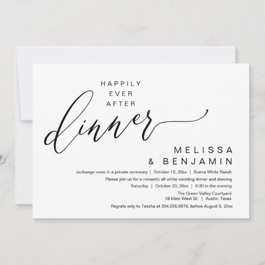 Invitation Happily Ever After Dinner Wedding Romantic Party (Devant)