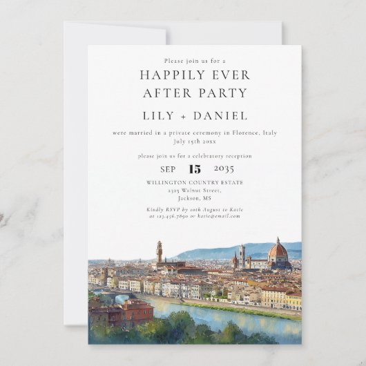Invitation Happily Ever After Florence Italy Wedding (Devant)