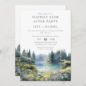 Invitation Happily Ever After Forest Lakeside Floral Wedding (Devant / Derrière)