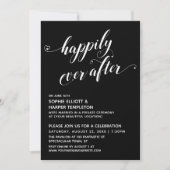 Invitation Happily Ever After Hearts Script Noir Réception (Devant)