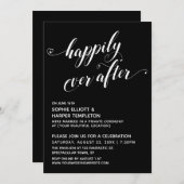 Invitation Happily Ever After Hearts Script Noir Réception (Devant / Derrière)
