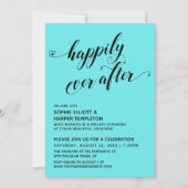 Invitation Happily Ever After Hearts Script Réception Aqua (Devant)