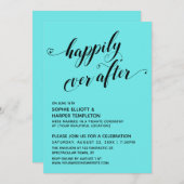 Invitation Happily Ever After Hearts Script Réception Aqua (Devant / Derrière)