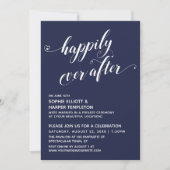 Invitation Happily Ever After Hearts Script Réception Navy (Devant)