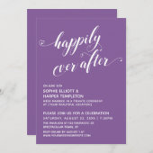 Invitation Happily Ever After Hearts Script Réception Violet (Devant / Derrière)