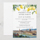 Invitation Happily Ever After Lemons Florence Italy Wedding (Devant / Derrière)