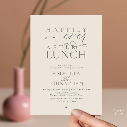 Invitation Happily Ever After Lunch Modern Wedding Elopement