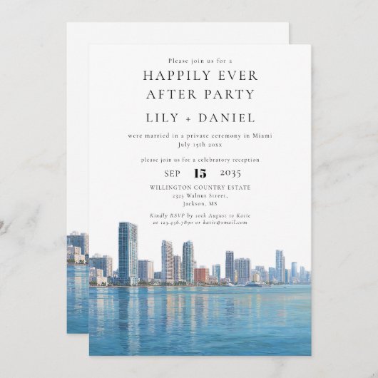 Invitation Happily Ever After Miami Wedding (Devant / Derrière)