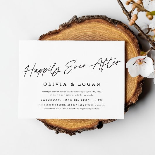 Invitation Happily Ever After Modern Script Wedding Elopement