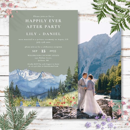 Invitation Happily Ever After Mountain Sage Wedding Photo
