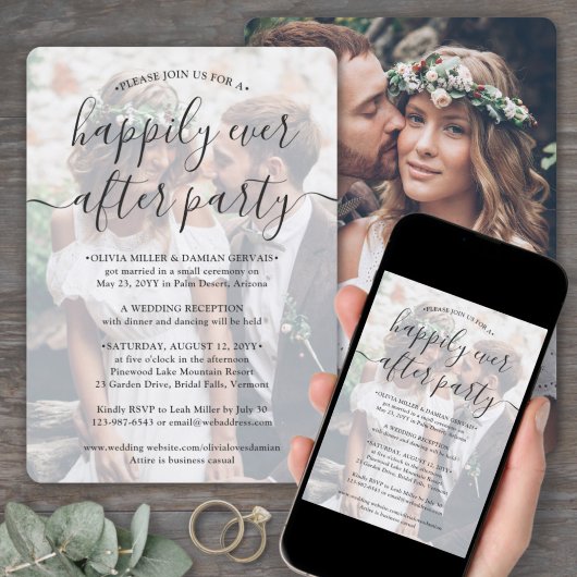 Invitation Happily Ever After Party 2 Photo Overlay Wedding