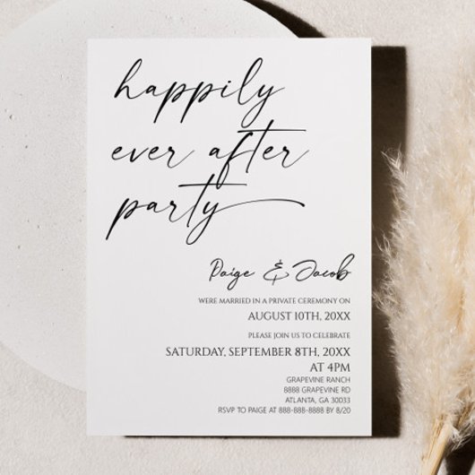 Invitation Happily Ever After Party Minimal Wedding Reception